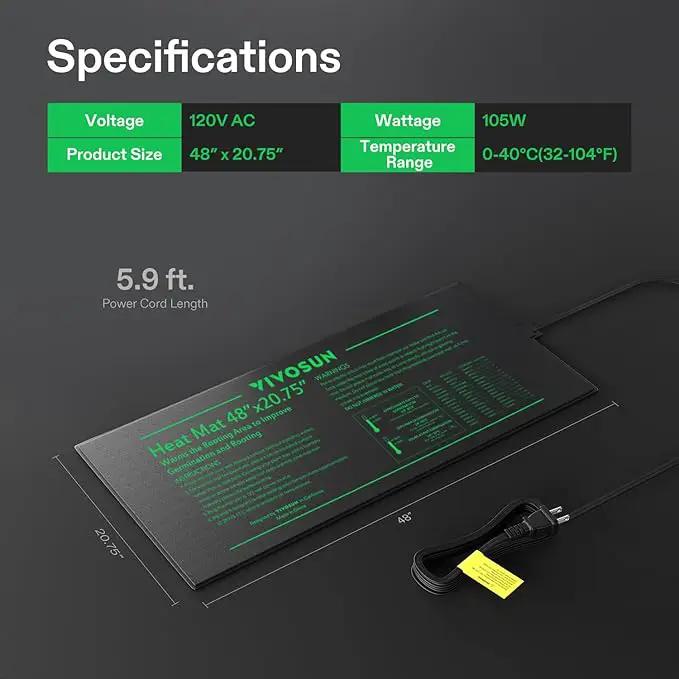 VIVOSUN 2-Pack 48" x 20.75" Durable Waterproof Seedling Heat Mat, UL & MET-Certified Warm Hydroponic Heating Pad for Germination, Indoor Gardening, Greenhouse by GreenHaven Gardens