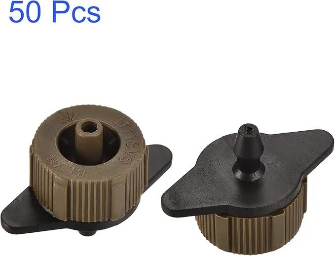 50 Pack Pressure Compensating Dripper - Garden Irrigation, Maintain Constant Flow & Drip Emitter, Apply to Outdoor Garden Lawn Tree (2 Gallon Per Hour, Black Brown) by GreenHaven Gardens