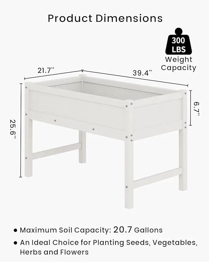 HDPE Raised Garden Bed with Legs, Outdoor Weather-Resistant Elevated Planter Box Stand for Seeds, Herbs, Flowers, Vegetables (White) by GreenHaven Gardens