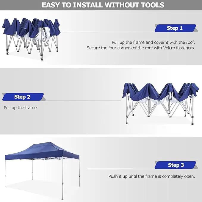COBIZI 10x15 Pop up Canopy Heavy Duty Tent with 4 sidewalls Commercial Outdoor Canopy Event Tents All Season Wind & Waterproof Gazebo with Carry Bag, Dark Blue(Frame Thickened) by GreenHaven Gardens