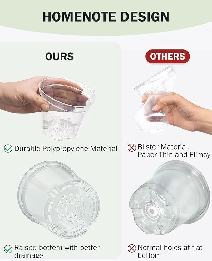 homenote Clear Nursery Pots for Plants,4 Inch Plant Pot for Planting Plastic Seedling with Drainage Holes Seed Starter Flower High Transparency 20 Labels Exclusive Material Excellent Hardness(30 Pack) by GreenHaven Gardens