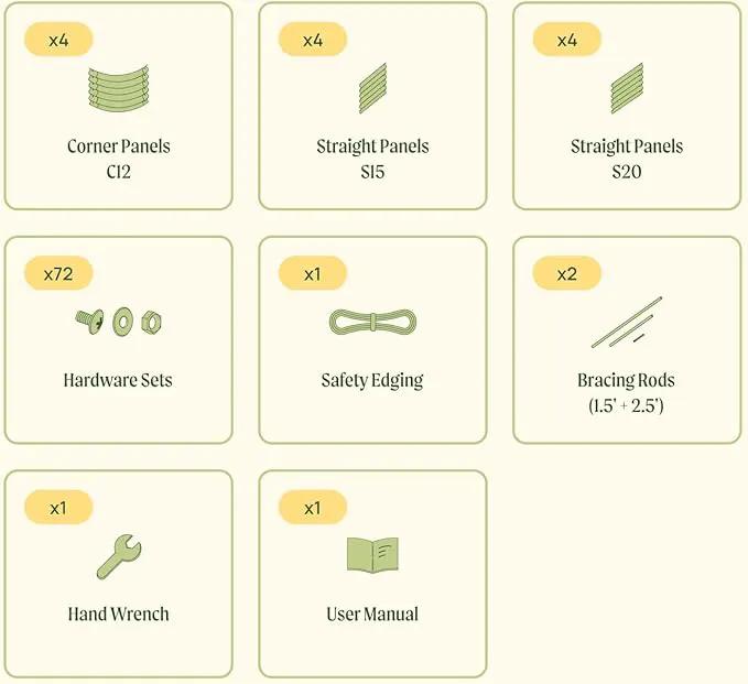 Vego garden Raised Garden Bed Kit, 17" Tall 10 in 1 Modular Raised Garden Beds Kit, Metal Planter Box for Vegetables, Flowers, Herbs, British Green by GreenHaven Gardens