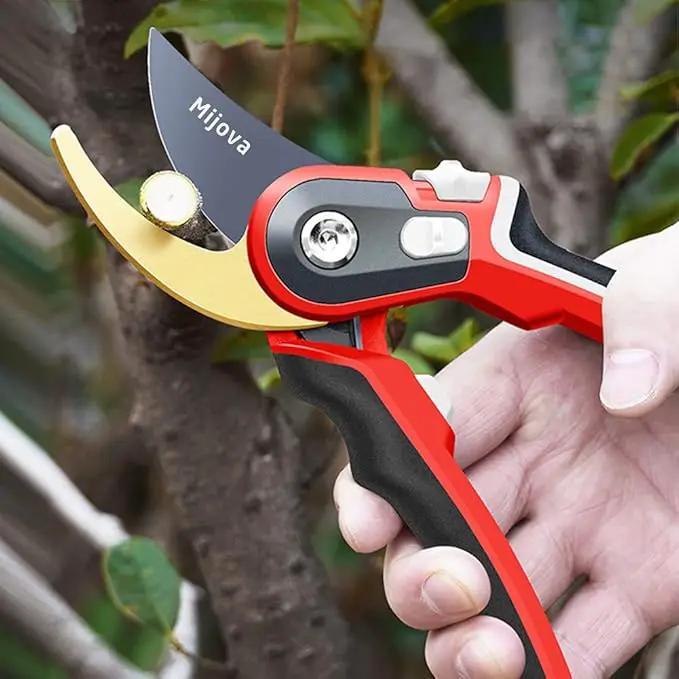 Garden Pruners, Heavy Duty Garden Clippers, Pruning Shears with Adjustable Thumb Lock, Hand Gardening Tools Pruners, High Carbon Steel Sharp Gardening Scissors by GreenHaven Gardens