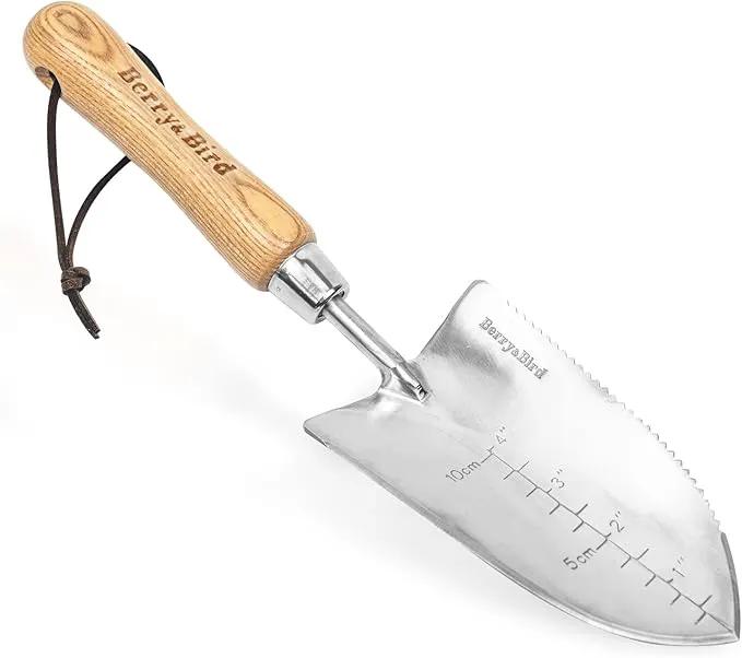 Garden Serrated Planting Trowel, Multifunctional Shovel with ash Wood and Stainless Steel Digging Trowel Transplanter by GreenHaven Gardens