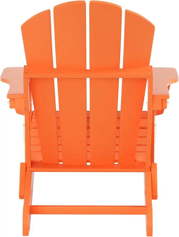 WO Home Furniture Adirondack Chairs Table Set of 3 PCS Outdoor Folding Chairs Coffee Table Weather/UV Resistant for Lawn, Garden, Bon Fire, Balcony (Orange) by GreenHaven Gardens