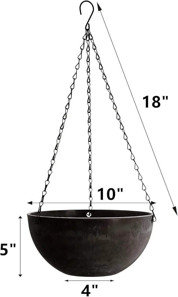 DEAYOU 2 Pack Resin Hanging Planters for Indoor Plants, 10" Hanging Flower Pots with Drainage Holes, Hanging Baskets with Chain and Hook for Garden, Outdoor, Balcony Decor (Marble Pattern) by GreenHaven Gardens