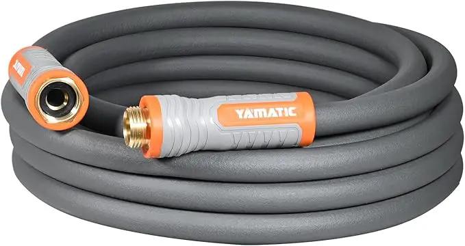 YAMATIC Short Garden Hose 5/8 in x 15 ft with Swivel Handle, Super Flexible Water Hose, All-weather, Lightweight, Burst 600 PSI, Grey by GreenHaven Gardens