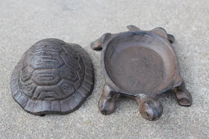 Garden Decoration Turtle Cast Iron Key Hider Stone Diversion Safe Key Outside Hider Hide-A-Key Holder Safely Hiding Your Spare Keys for Outdoor Garden or Yard, Geocaching by GreenHaven Gardens