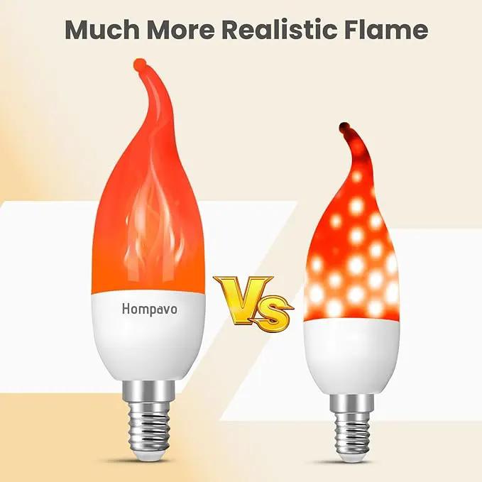 Hompavo 【Upgraded LED Flame Light Bulbs, 3 Modes Flickering Light Bulbs, E12 Chandelier Base Candle Fire Light Bulb for Halloween Christmas Party Porch Indoor & Outdoor Home Decoration, Red 6 Pack by GreenHaven Gardens