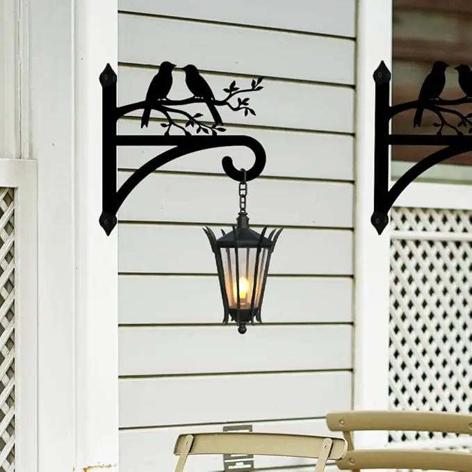 peacoblue Iron Plant Hangers Hooks for Outdoor Indoor Hanging Plants Flower Fern Pots Lantern Bird Feeder,12"x13.6" Weather Resistant Metal Wall Holder for Porch Garden Farmhouse(Branches and Birds) by GreenHaven Gardens