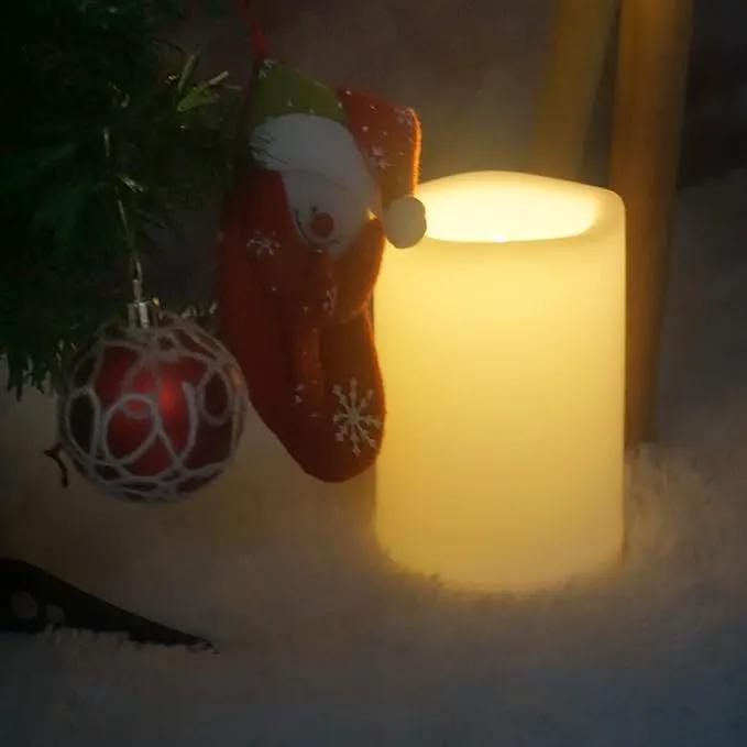 CANDLE CHOICE Waterproof Outdoor Battery Operated Flameless Candle with Timer Large Plastic Resin Bright Flickering Electric LED Pillar Lantern Patio Garden Wedding Christmas Decorations 4”(D) x6”(H) by GreenHaven Gardens
