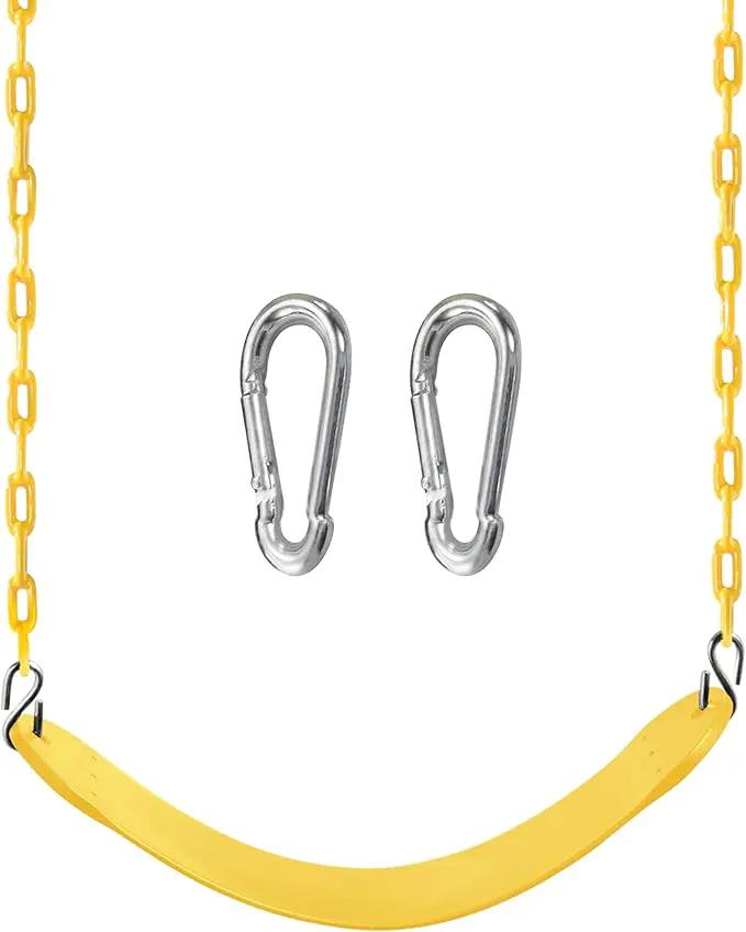 TURFEE Swing for Outdoor Swing Set - Pack of 1 Seat Replacement Kit with Heavy Duty Chains - Backyard Swingset Playground Accessories for Kids (Yellow) by GreenHaven Gardens