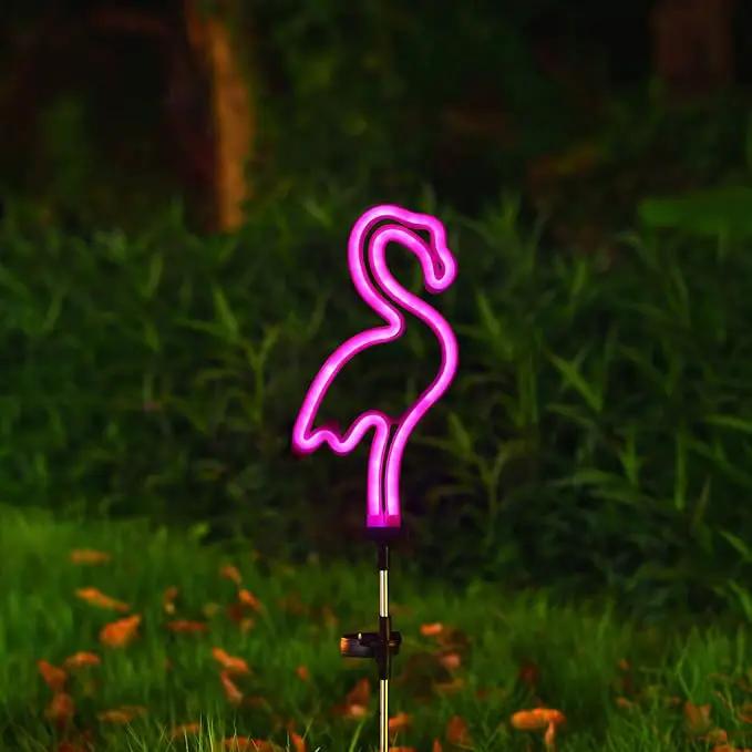 Flamingo Solar Garden Stake Lights, [Set of 2] Outdoor Solar Pathway Light for Lawn Patio Yard Walkway, Neon Pink Lighting (29.5" Height) by GreenHaven Gardens