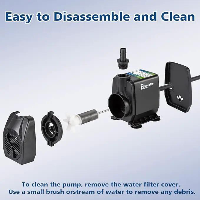 Submersible Water Pump, 660GPH 45W Ultra Quiet Fountain Pump (2500L/H), with 4 Nozzles 8.2ft High Lift for Aquarium, Fish Tank, Pond, Waterfall, Outdoor, Statuary, Hydroponics by GreenHaven Gardens