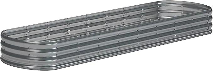 zizin Galvanized Raised Garden Bed Metal Oval Raised Garden Beds Outdoor Planter Box for Vegetables (12x2x1FT, Silver) by GreenHaven Gardens