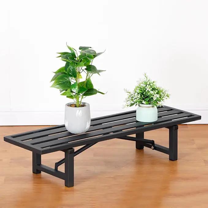 Plant Stand - Indoor/Outdoor Extra-Sturdy Aluminum Plant Stand with 300 LBS Capacity, L37.8 x W11.4 x H7.9 inch – Ideal for Patios, Gardens, Living Room Decoration by GreenHaven Gardens