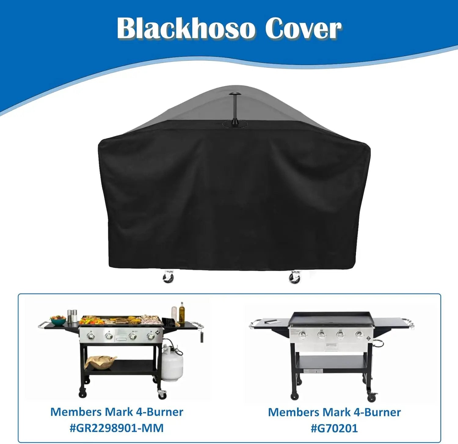 Grill Cover for Members Mark 4-Burner Outdoor Flat Top Gas Griddle, Member's Mark 36 Inch Griddle Cover, 600D Heavy Duty Waterproof UV Resistance Outdoor Cover by GreenHaven Gardens