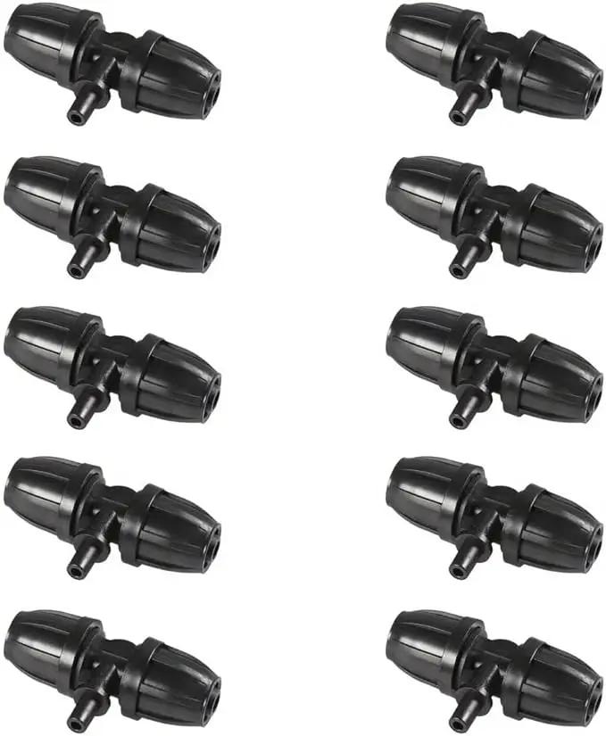10PCS 5/16 Inch Irrigation Fittings For (5/16" ID X0.43-0.47" OD) Tubing- 1/4 inch Irrigation Tubing, Anti-Drop Locked Barbed Reducing Tee For Drip Hose (BLACK) by GreenHaven Gardens