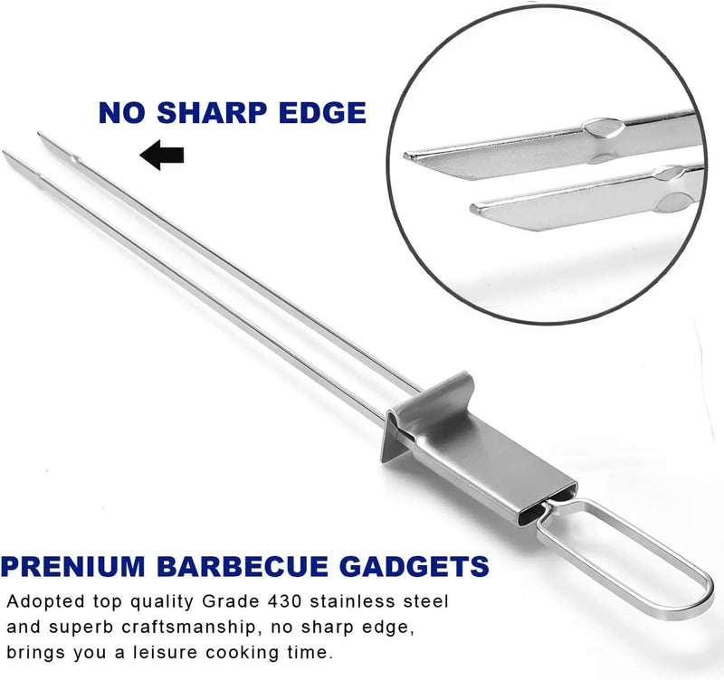 BBQ Skewers,Premium 304 Stainless Steel BBQ Skewers,13 Inch Heavy Duty Metal Kabob Sticks for Grilling, Reusable & Dishwasher Safe (Double fork8) by GreenHaven Gardens