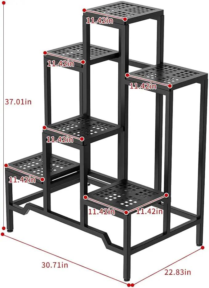 Plant Stand - Aluminum Indoor/Outdoor Flower Rack, Waterproof & Rust-Proof, Stable Support for Pots, Perfect for Living Room, Balcony, Garden, and Office (Black, 6 Tier) by GreenHaven Gardens