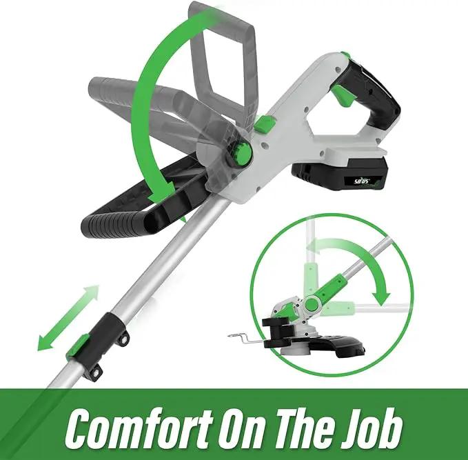 SOYUS Weed Wacker 12 Inch String Trimmer Cordless 20v Electric Weed Wacker, 2 Pcs 2.0Ah Battery Powered Weed Trimmer/Edger, Lightweight Grass Trimmer with 8 Pcs Replacement Spool Trimmer Lines by GreenHaven Gardens