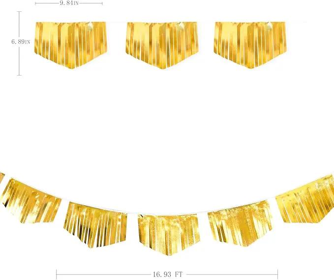 Gold Tassel Banner Double Sided Metallic Fabric Pennant Bunting Flag Garland for Graduation Birthday Anniversary Bachelorette Engagement Wedding Bridal Shower Baptism Hen Party Decorations Supplies by GreenHaven Gardens