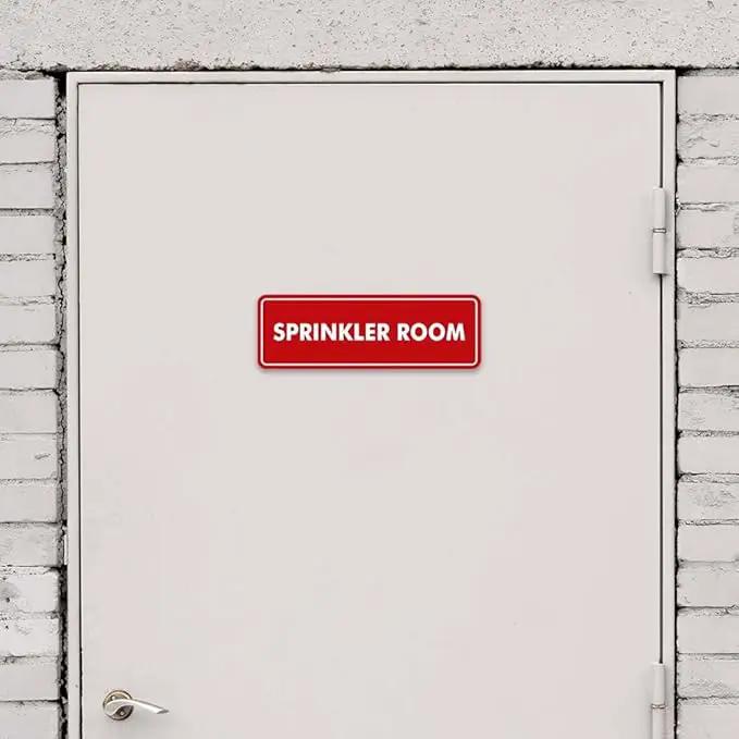 Signs ByLITA Standard Sprinkler Room Sign (Light Grey/Burgundy) - Small 2 Pack by GreenHaven Gardens