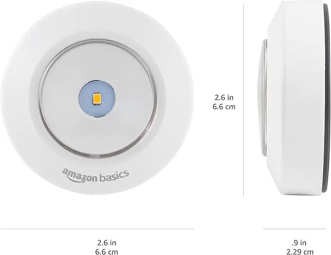 Amazon Basics LED Puck Lights, Battery Operated, 50 Lumens 2 Pack, Tap Light, Stick on Lights, Under Cabinet Lighting, Ideal for Kitchen Cabinets, Closets, Garage and More, White by GreenHaven Gardens