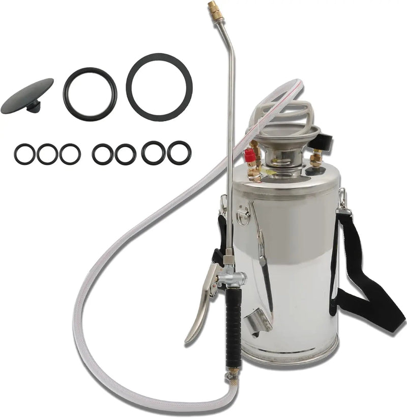 1.5 Gallon Stainless Steel Sprayer Hand Pump Sprayer with Pressure Gauge Safety Valve Adjustable Nozzle for Gardening Lawn and Cleaning by GreenHaven Gardens