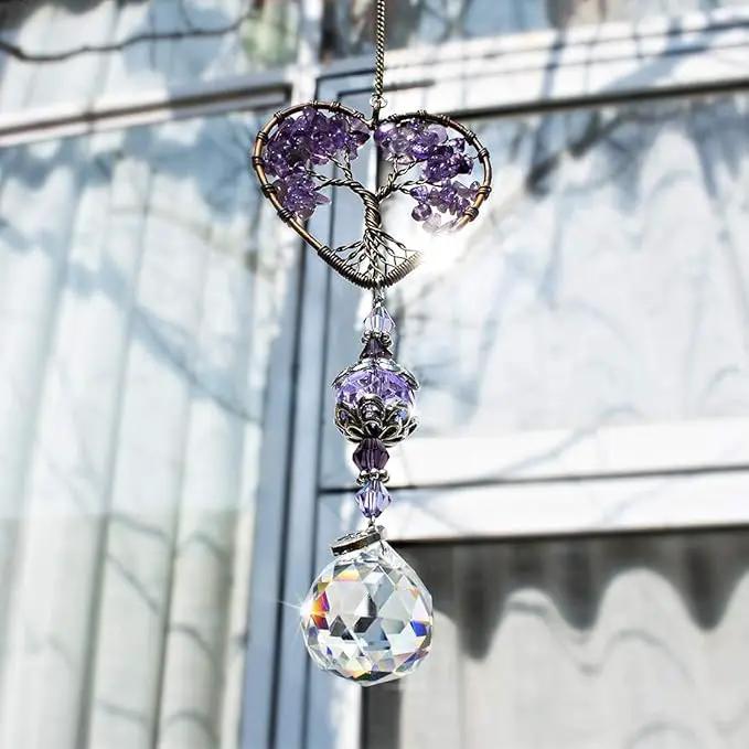H&D HYALINE & DORA Sun Catcher Crystal Tree of Life Rainbow Maker Drops Hang for Window, Home Decor, Car Charms by GreenHaven Gardens