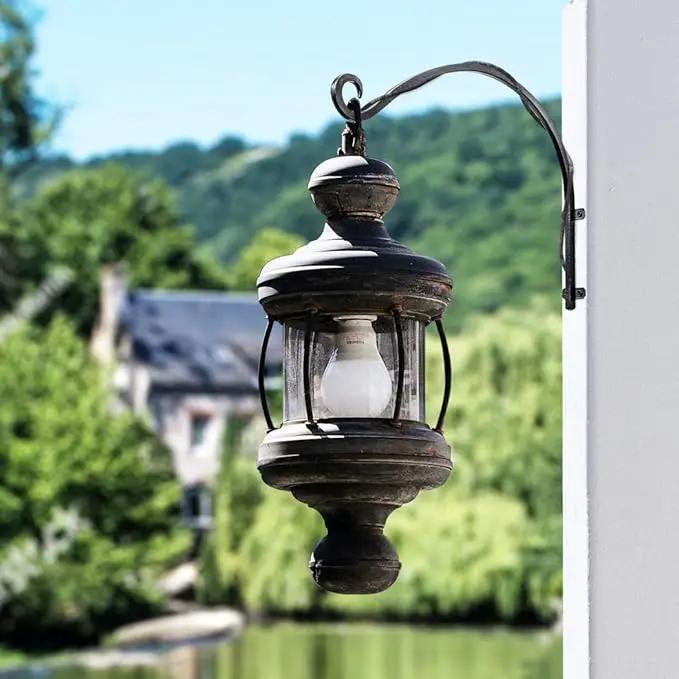 Heavy Duty Hanging Plant Bracket: Outdoor Hand-Forged Hanging Plant Bracket Hook - 16Inch Black Bird Feeder Bracket by GreenHaven Gardens