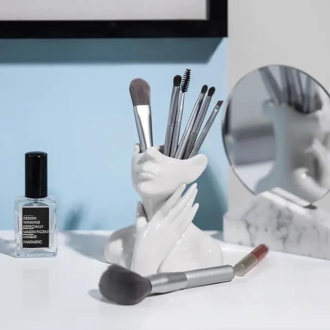 XSMXLNKWL Ceramic Face Vase White Flower Vase for Decor, Female Face Vase Art, Modern Decorative Vase Centerpiece for Table, Shelf, Living Room, Office, Bedroom, Small by GreenHaven Gardens