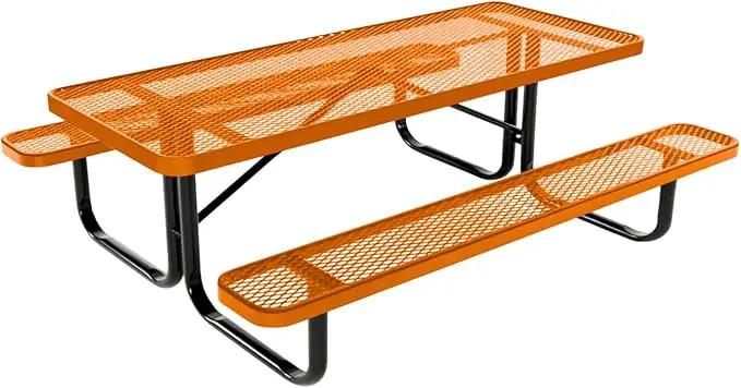 Coated Outdoor Furniture Heavy-Duty Portable Outdoor Kids Table, Expanded Metal Kids Picnic Table, Commercial-Grade Picnic Table, Made in America (6ft Rectangular, Childrens, Orange) by GreenHaven Gardens