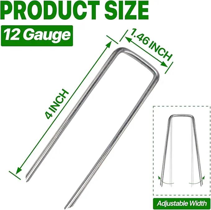 4 Inch 50 Pack Landscape Staples Galvanized Garden Stakes Anti-Rust Landscape Pins for Weed Barrier Fabric, Artificial Turf and Landscape Fabric by GreenHaven Gardens
