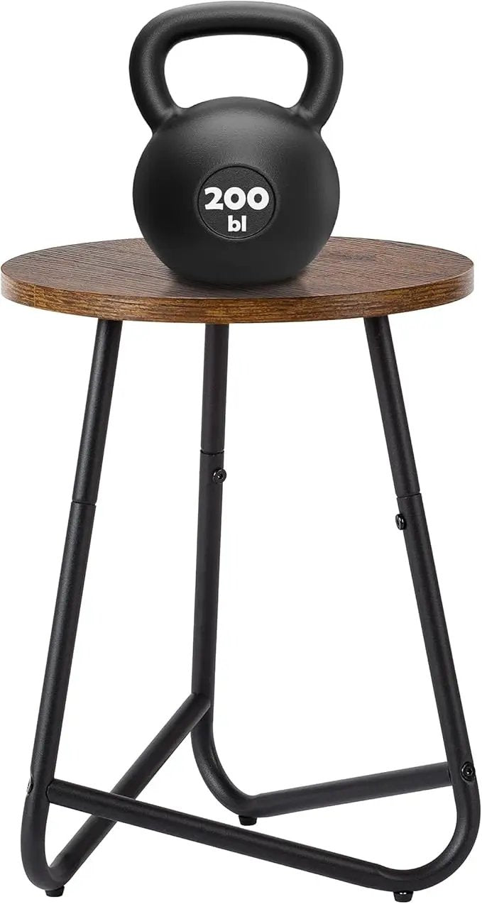 Indoor Plant Stand,Mid Century Wood Stand Plant Table,Modern Plant Stool for Outdoor,Metal Tall Holder for Flower Pots,Small Round Side End Table (Rustic Brown, 19 inch set of 2) by GreenHaven Gardens