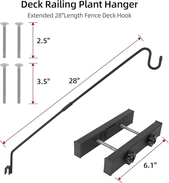 Deck Hook Railing Mount-Deck Railing Plant Hanger Outdoor，Metal Bird Feeder Hanger for Deck Railing,Fence Shepherds Hooks Pole Bracket for Hanging Hummingbird Feeder,Planter,Flower Baskets by GreenHaven Gardens