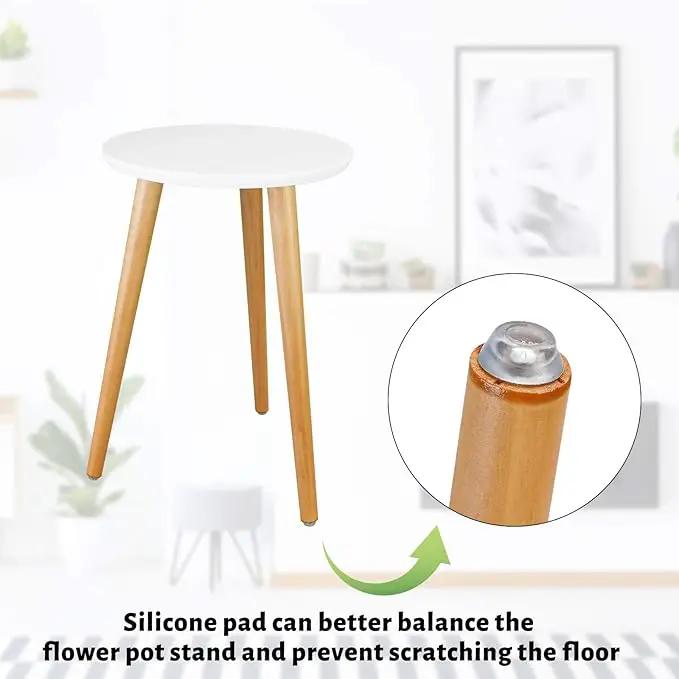 Uneedem Wood Mid Century Plant Stand for Indoor Plants, Modern Table, Tall Holder for Flower Pots, Small Round Side/End Table(A2 White, High: 16.5") by GreenHaven Gardens