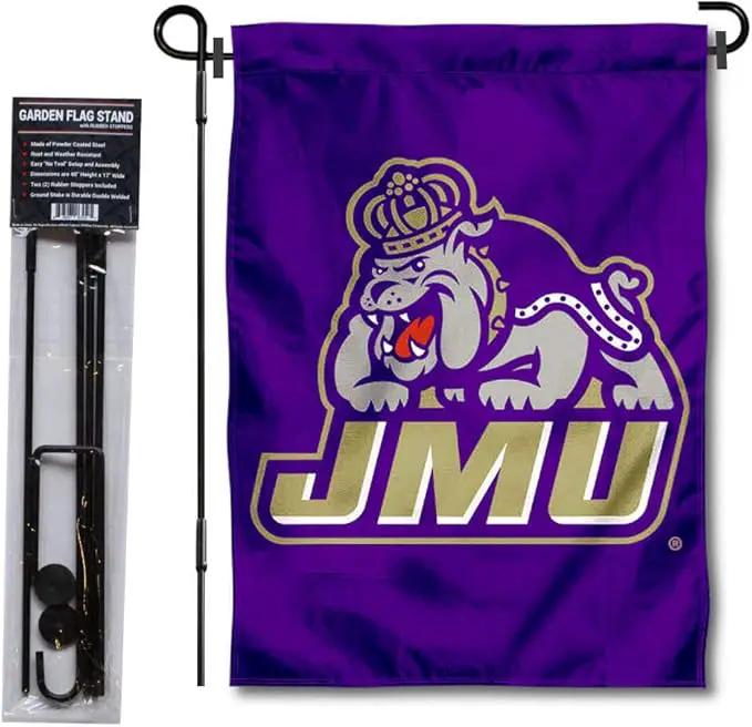 College Flags & Banners Co. James Madison Dukes JMU Garden Flag with Pole Stand Holder by GreenHaven Gardens