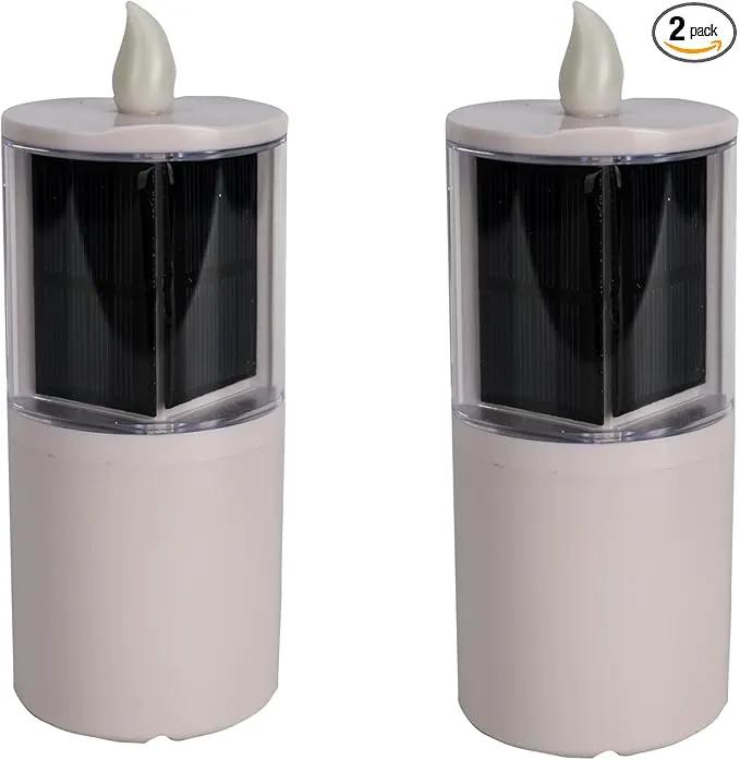 Solar Candles Outdoor Waterproof, Solar Candles for Cemetery, 2.5"x6.5",Dusk to DAW,for Cemetery Grave Garden Patio Yard Lawn Decoration (Set of 2) by GreenHaven Gardens