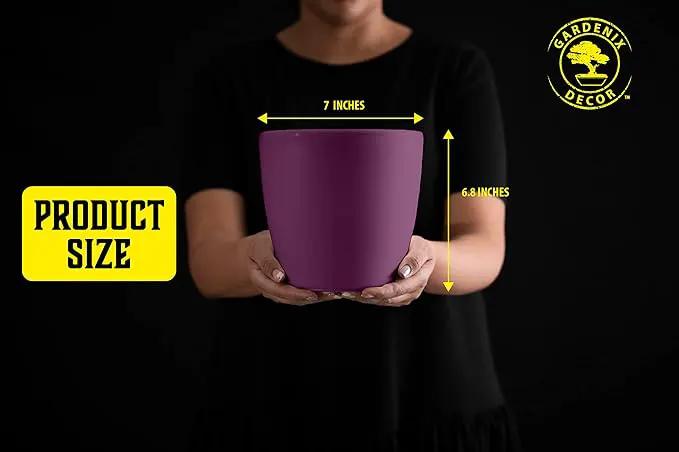 GARDENIX DECOR Self Watering Pots for Indoor Plants 3 Pack - Flower Pot with Water Level Indicator for Plants, Grow Tracking Tool - Self Watering Planter Plant Pot - Coco Coir - Purple by GreenHaven Gardens