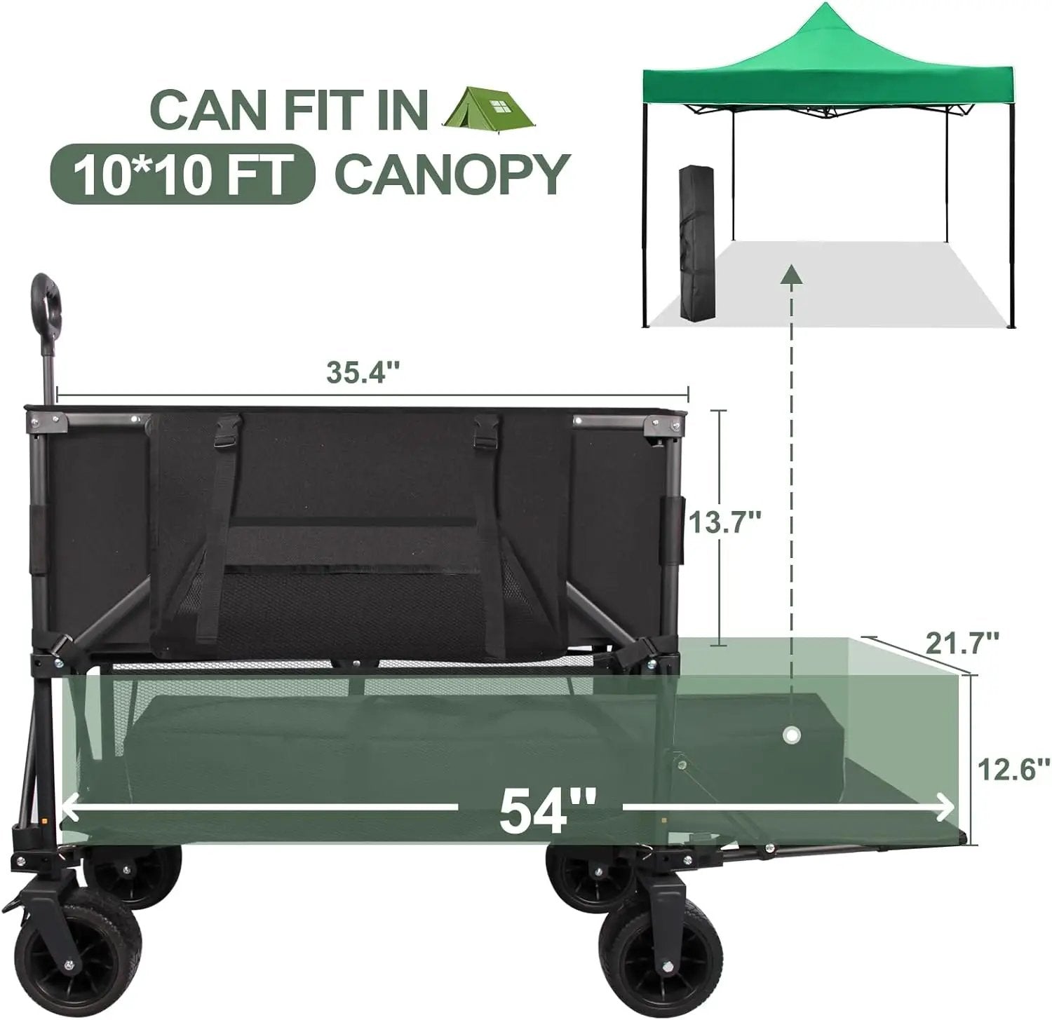 Double Decker Wagon Heavy Duty Collapsible, 600LBS 400L Capacity Foldable Utility Cart with Big Wheels for Beach, Outdoor, Camping & Gardening, Durable Steel Frame by GreenHaven Gardens