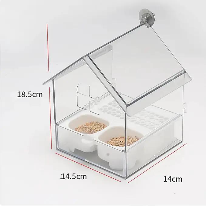Ziveseller/Sowhathow Pull-Out External Parrot Feeder, Parrot Feeder Parakeet House Bird Bath Transparent Dish Water, Hanging Wild Bird Seed with Squirrel Proof Tray (White) by GreenHaven Gardens