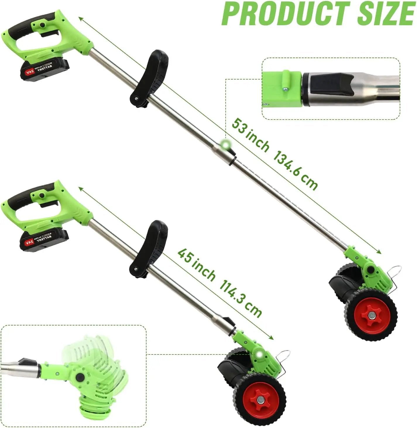 ALSO GO 21V Electric Weed Wacker, Weed Trimmer, Battery Powered Grass Trimmer with 2pcs Batteries, 3 in 1 Cordless Weed Eater with Wheels, Stringless Lightweight Grass Cutter for Lawn Garden Yard by GreenHaven Gardens