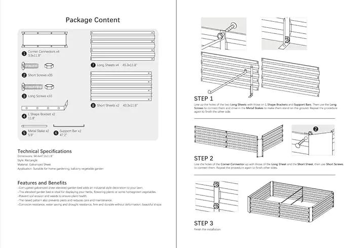 8x4x1ft Metal Raised Garden Bed Kit，Galvanized Garden Bed Box for Vegetables, Flowers, Herbs, and Succulents,240 Gallon Capacity - Green by GreenHaven Gardens