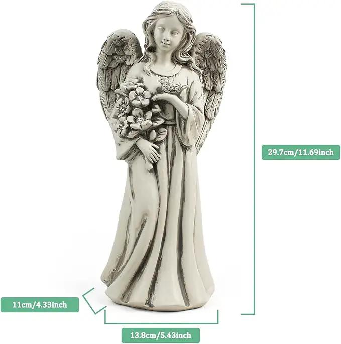 Solar Angel Statue for Outdoor, Angel Figurine with Resin, Outdoor Decor for Patio Lawn Yard Porch, Garden Gift by GreenHaven Gardens