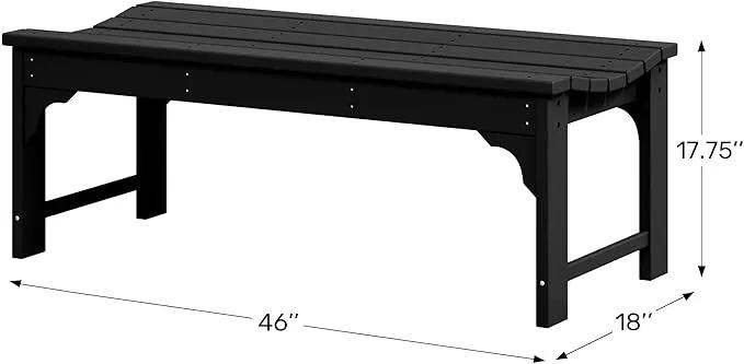WestinTrends Malibu Outdoor Bench, All Weather Resistant Poly Lumber Backless Patio Garden Bench, Adirondack Curved Bench Seat for Comfort, Weatherwood by GreenHaven Gardens