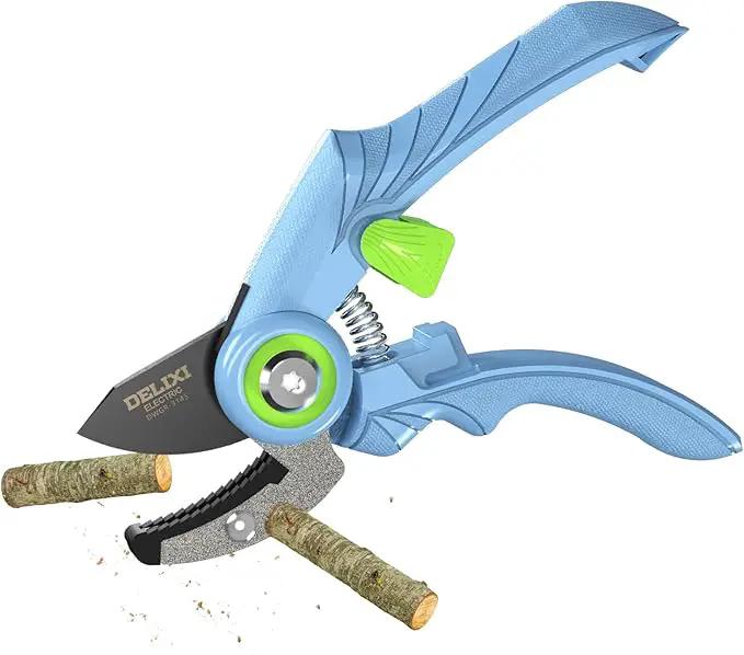 DELIXI Pruning Shears Anvil Garden Clippers, 1/2-Inch Cut Capacity Hand Pruners, Stainless Steel Blade with Non-Stick Coating, Ergonomic Small-Hand Design for Dry and Hard Branches by GreenHaven Gardens