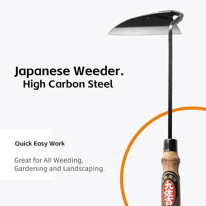 Japanese Weeding Sickle Hoe, Sickle Garden Tool Hand Grass Sickle, Weeding Tool for Gardening with High Carbon Sharp Steel Blade Edge for Cutting Grass,Digging Quick Work (Hoe Sickle) by GreenHaven Gardens