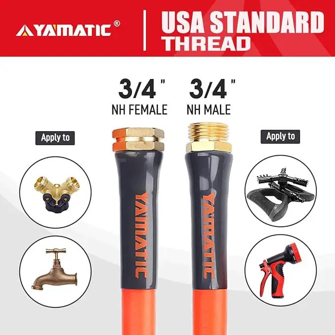 YAMATIC Female to Female Short Garden Hose 5/8 in x 10 ft, 2 in 1 Dual Use Heavy Duty Leader Hose with Solid Brass Connector, All-Weather Water Hose, Burst 600 PSI by GreenHaven Gardens