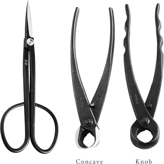 Wazakura Made in Japan 5PCS Bonsai Tool Kit with Roll Bag: Yasugi Steel Twig Bonsai Scissors, Concave Branch Cutter, Knob Cutter, Wire Cutter, Tweezers - 5 Tools Twig Schissor Set with Case… by GreenHaven Gardens